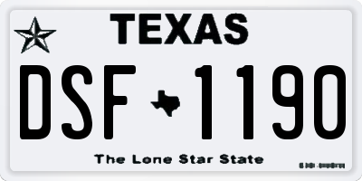 TX license plate DSF1190