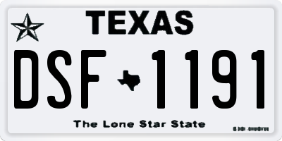 TX license plate DSF1191