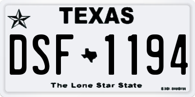 TX license plate DSF1194