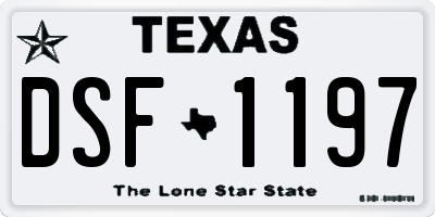 TX license plate DSF1197