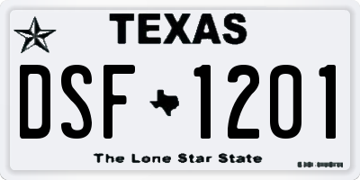 TX license plate DSF1201