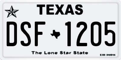 TX license plate DSF1205