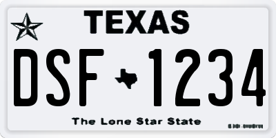 TX license plate DSF1234