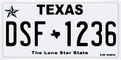 TX license plate DSF1236