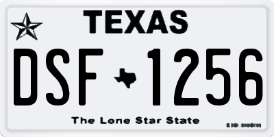 TX license plate DSF1256