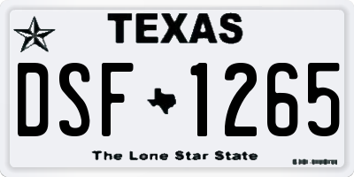 TX license plate DSF1265