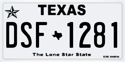 TX license plate DSF1281