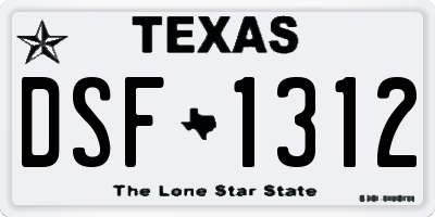 TX license plate DSF1312