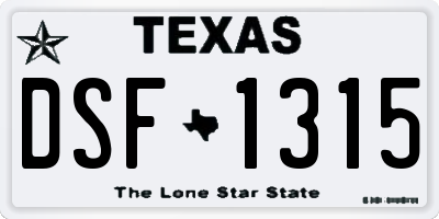 TX license plate DSF1315