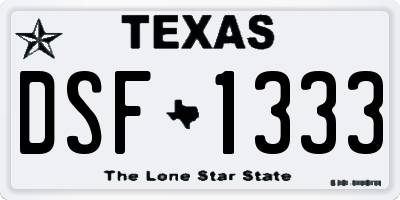 TX license plate DSF1333