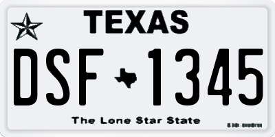 TX license plate DSF1345