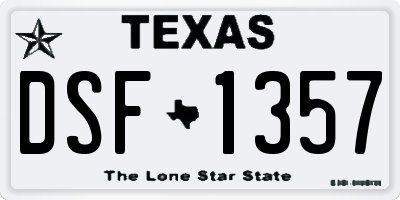 TX license plate DSF1357