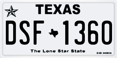 TX license plate DSF1360