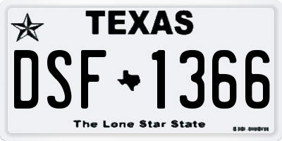 TX license plate DSF1366