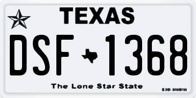 TX license plate DSF1368