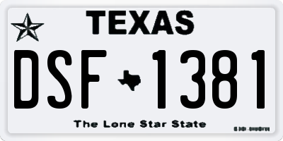 TX license plate DSF1381