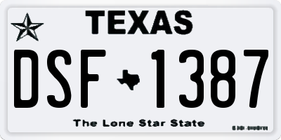 TX license plate DSF1387