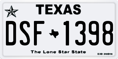 TX license plate DSF1398