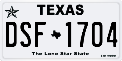 TX license plate DSF1704