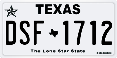 TX license plate DSF1712