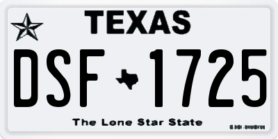 TX license plate DSF1725