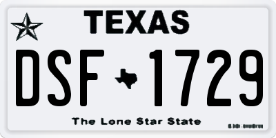 TX license plate DSF1729