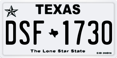 TX license plate DSF1730