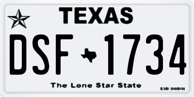 TX license plate DSF1734