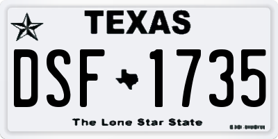 TX license plate DSF1735