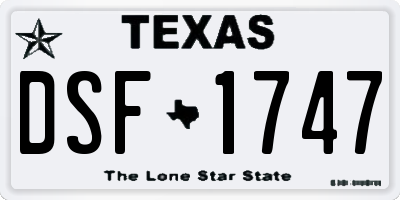 TX license plate DSF1747