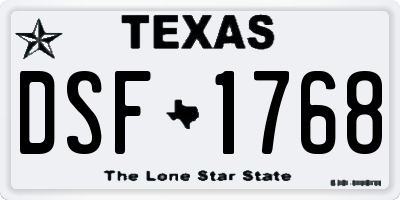 TX license plate DSF1768