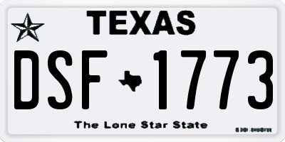 TX license plate DSF1773