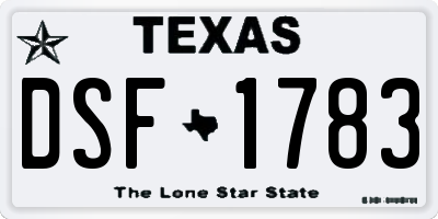 TX license plate DSF1783