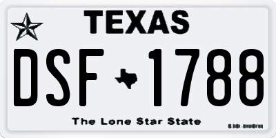 TX license plate DSF1788