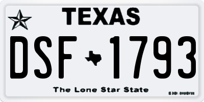 TX license plate DSF1793