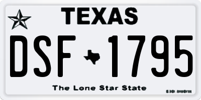 TX license plate DSF1795