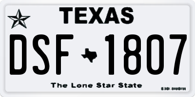 TX license plate DSF1807