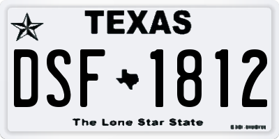 TX license plate DSF1812