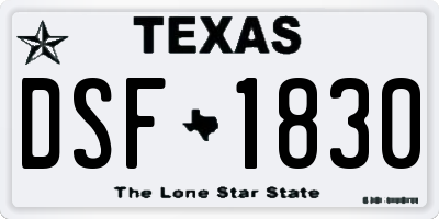 TX license plate DSF1830