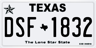 TX license plate DSF1832