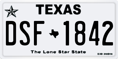 TX license plate DSF1842