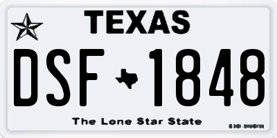 TX license plate DSF1848