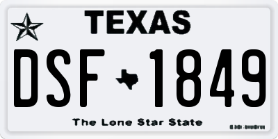 TX license plate DSF1849