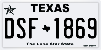 TX license plate DSF1869