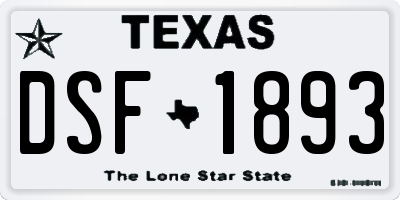 TX license plate DSF1893