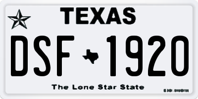 TX license plate DSF1920