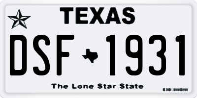 TX license plate DSF1931