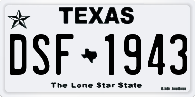 TX license plate DSF1943