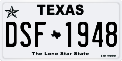 TX license plate DSF1948