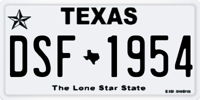 TX license plate DSF1954